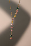 14K Real Gold Plated Color Gems Chain Necklace
