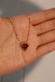 18K Real Gold Plated Natural Red Carnelian Heart Necklace
