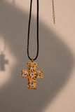 18K Gold Stainless Steel Diamond Cross  Necklace