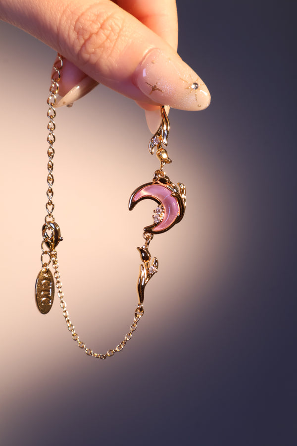 18K Real Gold Plated Sparkle Rose Moon Bracelet