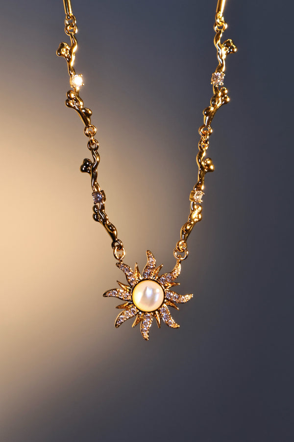18K Real Gold Plated Natural Shell Sun Necklace
