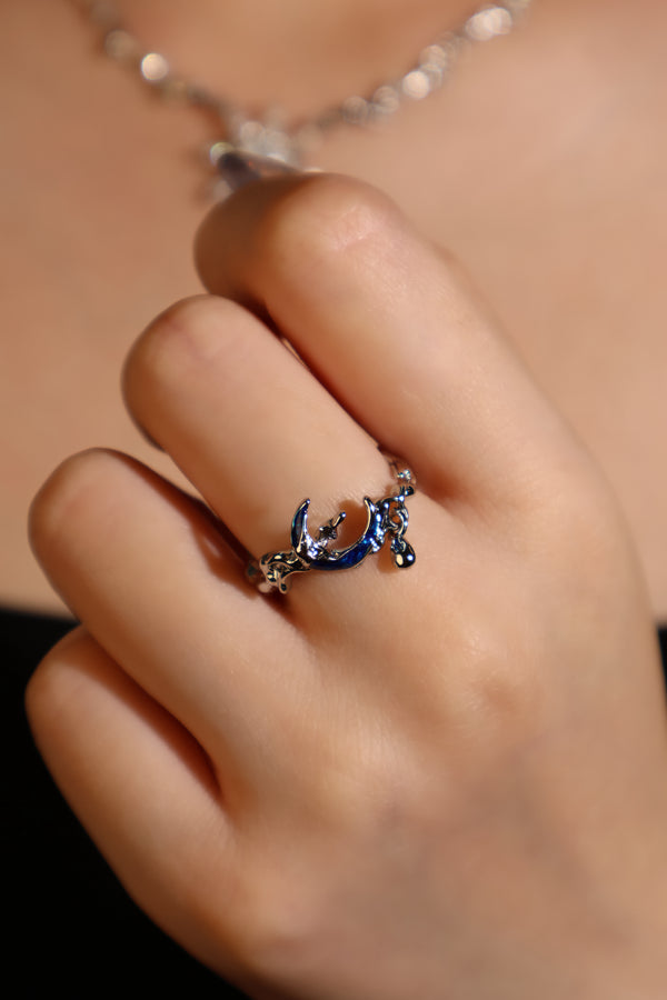Enamel Blue Moon Ring