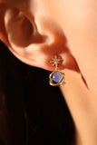 14K Gold Moonstone Star Earrings