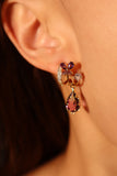14K Real Gold Plated Purple Butterfly Drops Earrings
