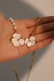 18K Real Gold Plated White Camellia Pearls Necklace