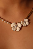 18K Real Gold Plated White Camellia Pearls Necklace