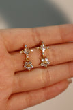 18K Real Gold Plated Diamond Cross Earrings