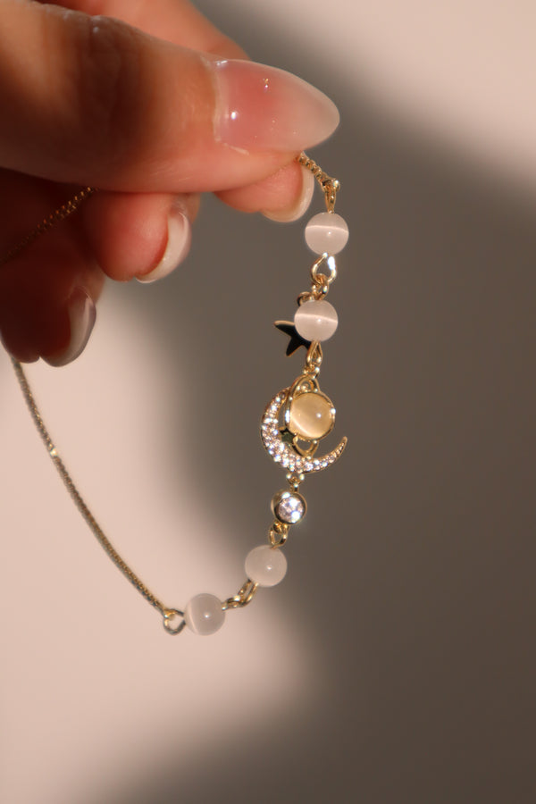 14 Karat mit echtem Gold vergoldetes Moonlight-Mond-Armband