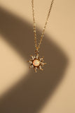 14K Real Gold Plated White Opal Sun Necklace