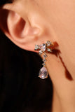 14K Real Gold Plated Bowknot Diamond Heart Earrings