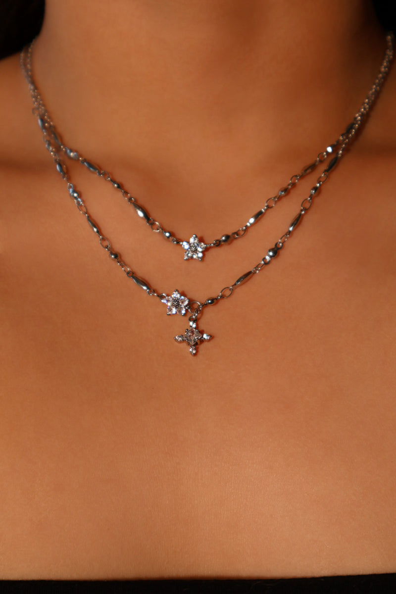Palladium White Gold Plated Starlight Bloom Necklace