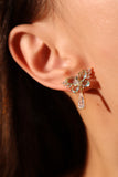 14K Real Gold Plated Blue Gem Butterfly Diamond Earrings