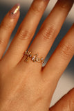 14K Real Gold Plated Butterfly Flower Diamond Ring
