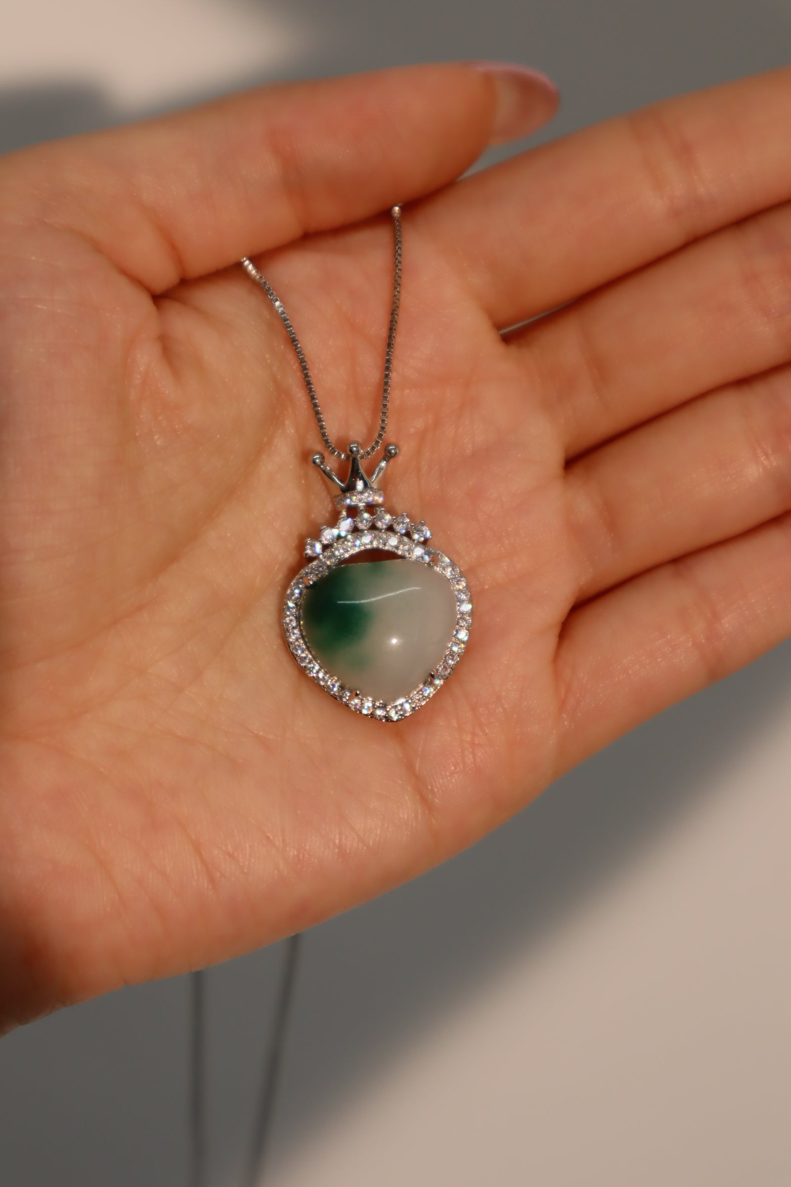 Crown Jade Heart Necklace
