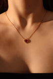 18K Real Gold Plated Natural Red Carnelian Heart Necklace