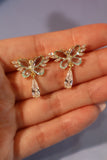 14K Real Gold Plated Blue Gem Butterfly Diamond Earrings