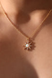 14K Real Gold Plated White Opal Sun Necklace