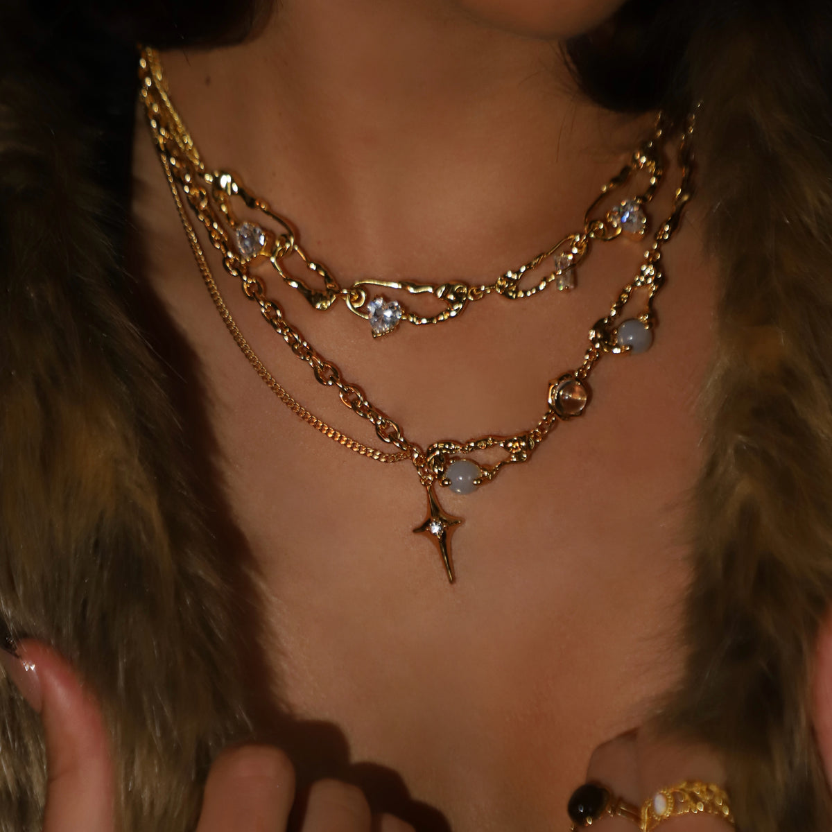 18K Real Gold Plated Moonlight Star Necklace