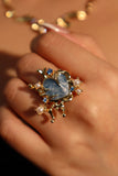 18K Real Gold Plated Blue Shell Ring