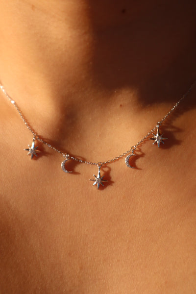 Sterling Silver Multi-Star Necklace