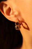 14K Real Gold Plated Brown Gem Hoop Earrings