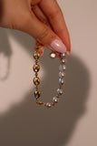 18K Real Gold Plated Grey Pearl Bracelet
