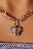 Platinum Plated Blue Opal Heart necklace