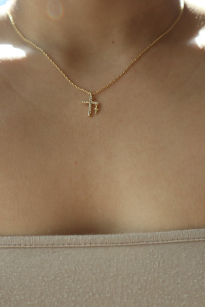 18K Real Gold Plated Diamond Cross Necklace – Cutethingscommin