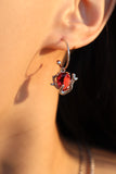 Platinum plated Red Rose Earrings
