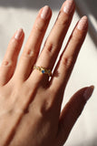 18k gold Vermeil wide blue gem ring