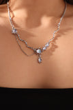 Platinum Plated Moonstone Dangle Necklace
