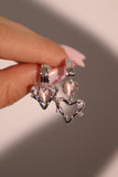 Platinum Plated Pink Opal Heart Earrings