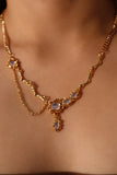 18K Real Gold Plated Moonstone Dangle Necklace