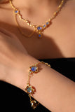 18K Real Gold Plated Multi Deep Blue Moonstones Bracelet
