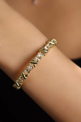 14K Real Gold Plated Diamond Cross Bracelet