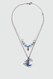 Platinum Plated Gradient Blue Moon Necklace