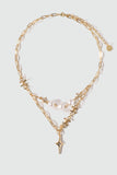 18K Real Gold Plated Double Layer Star Pearls Necklace