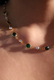 18K Real Gold Plated Multi Green Gems Necklace