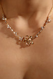 18K Real Gold Plated Butterfly Pink Flower Necklace