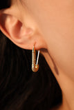 18K Real Gold Plated Diamond Paper Clip Earrings