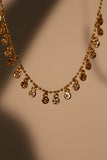 18K Real Gold Plated Multi Diamond Round Beads Necklace