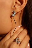 Platinum Plated Blue Moon Star Dangle Earrings