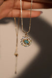 18K Real Gold Plated Blue Opal Saturn Star Necklace