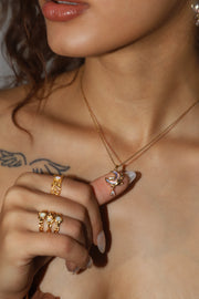 18K Real Gold Plated Moonstone Rose Moon Necklace (Pre-order)