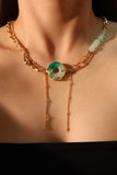 18K Real Gold Plated Jade Dragon Chain Necklace