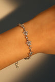 Platinum Plated Multi Diamond Flower Bracelet