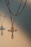 White Opal Diamond Cross Necklace