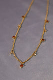 18K Real Gold Plated Red Gem Necklace
