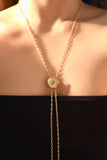 18K Real Gold Plated Polar Star Clock Lariat Necklace