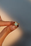 18K Gold Stainless Steel Blue Opal Water Droplets Ring